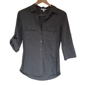 James Perse Women's Contrast Panel Button Down Shirt